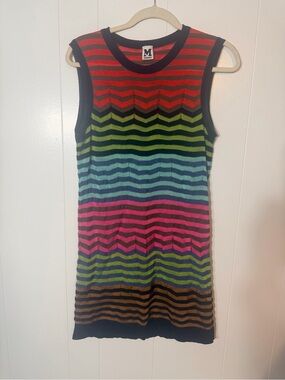 Missoni Multicolor zigzag Chevron Stripe Sleeveless Knit Dress
